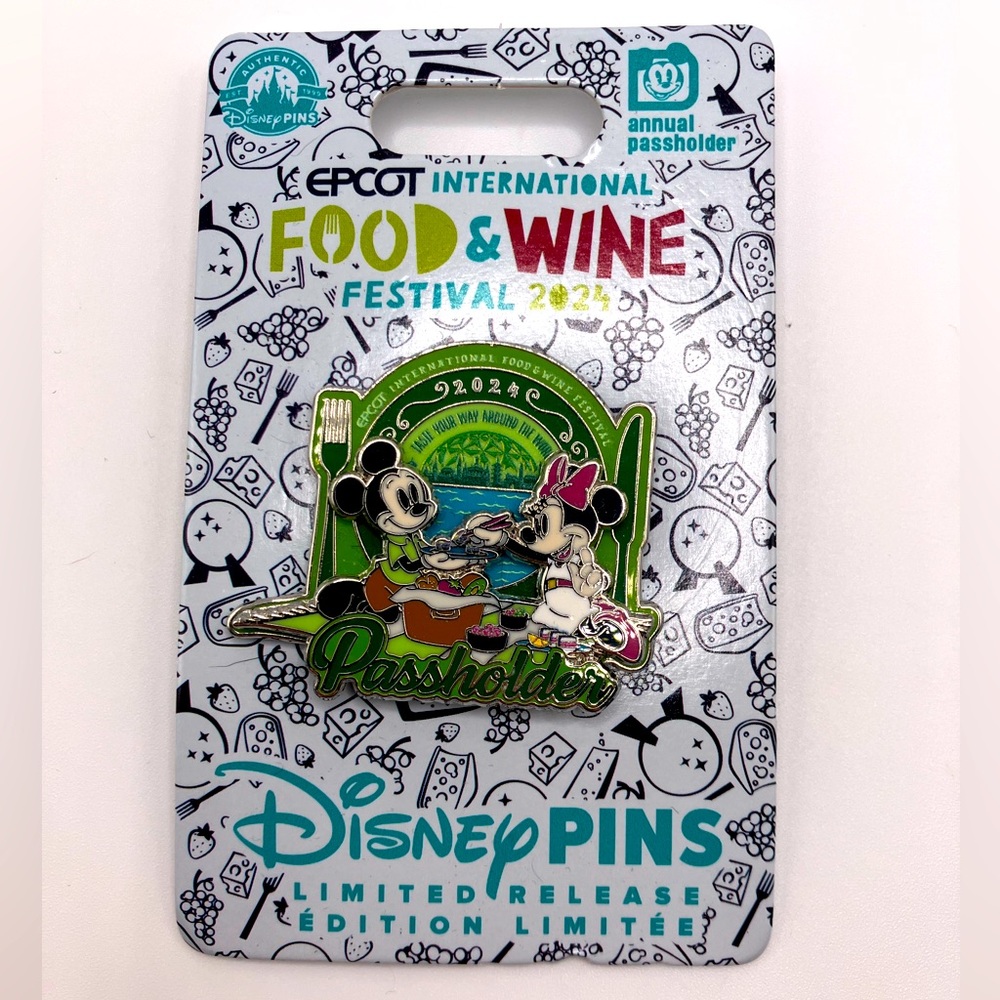 Disney Epcot Food And Wine Festival 2024 Mickey And Minnie Passholder Pin LR Pin